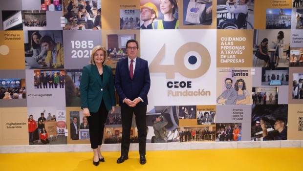 ep la presidenta de la fundacion ceoe fatima banez y el presidente de la ceoe antonio garamendi