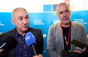 ep los secretarios generales de ugt de comisones obreras pepe alvarez y unai sordo atendiendo a los