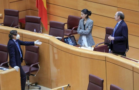 ep rafael hernando con masacarilla y guantes en el pleno que celebro el 17 de marzo el senado