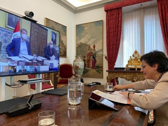 ep videoconferencia de la ministra de exteriores arancha gonzales laya con sus homologos de siete ep videoconferencia de la ministra de exteriores arancha gonzales laya con sus homologos de siete