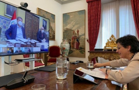 ep videoconferencia de la ministra de exteriores arancha gonzales laya con sus homologos de siete