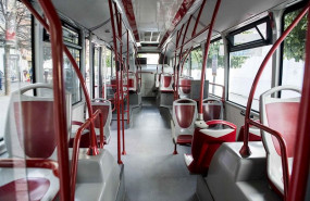ep 14 march 2020 spain granada aview into an empty bus in granada