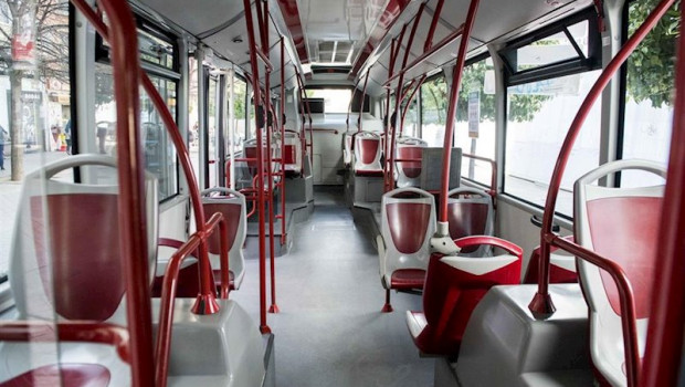 ep 14 march 2020 spain granada aview into an empty bus in granada