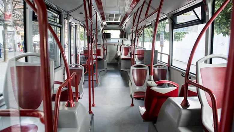 ep 14 march 2020 spain granada aview into an empty bus in granada