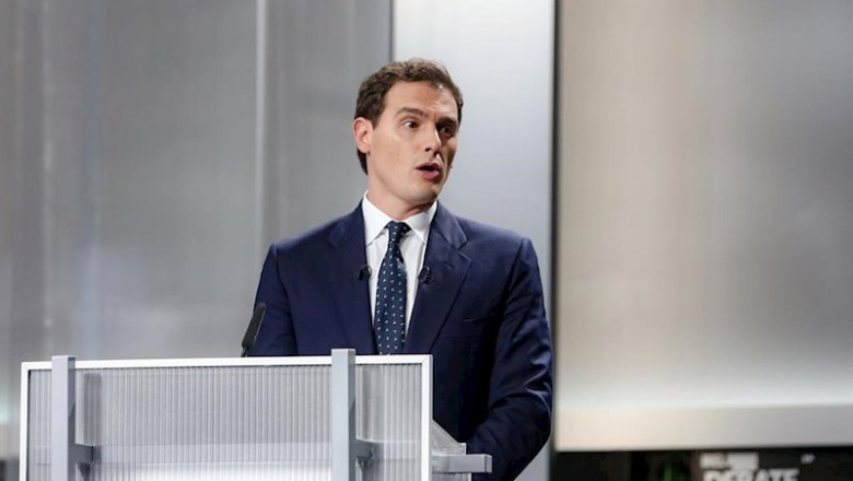 ep albert rivera antes del debate electoral en television en el pabellon de cristal de la casa de