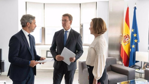 ep archivo   el lider del pp alberto nunez feijoo junto a la secretaria general del pp cuca gamarra