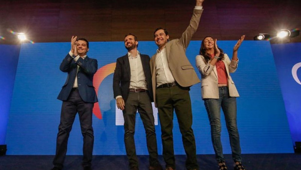ep el presidente del pp pablo casado y el presidente del pp-a y de la junta de andalucia juanma