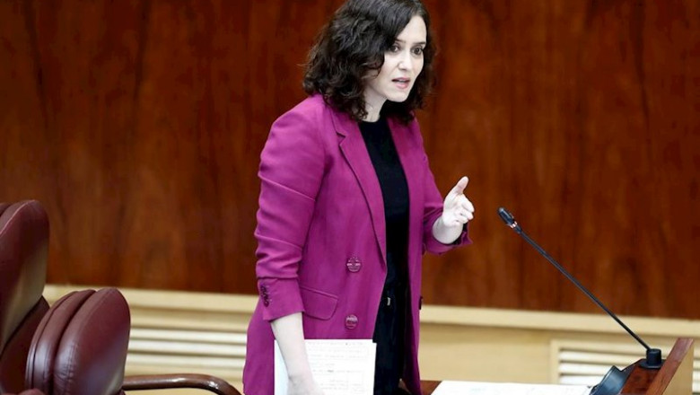 La presidenta de la Comunidad de Madrid, Isabel Díaz Ayuso durante la sesión de control al ejecutivo regional en la Asamblea de Madrid. | Pool ep la presidenta de la comunidad de madrid isabel diaz ayuso durante la sesion de control al