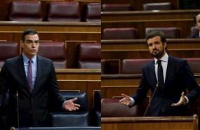 ep montaje de pedro sanchez y pablo casado en la sesion de control al gobierno en el congreso