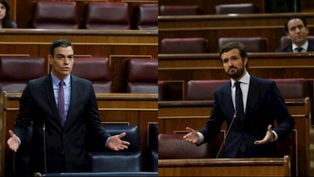 ep montaje de pedro sanchez y pablo casado en la sesion de control al gobierno en el congreso