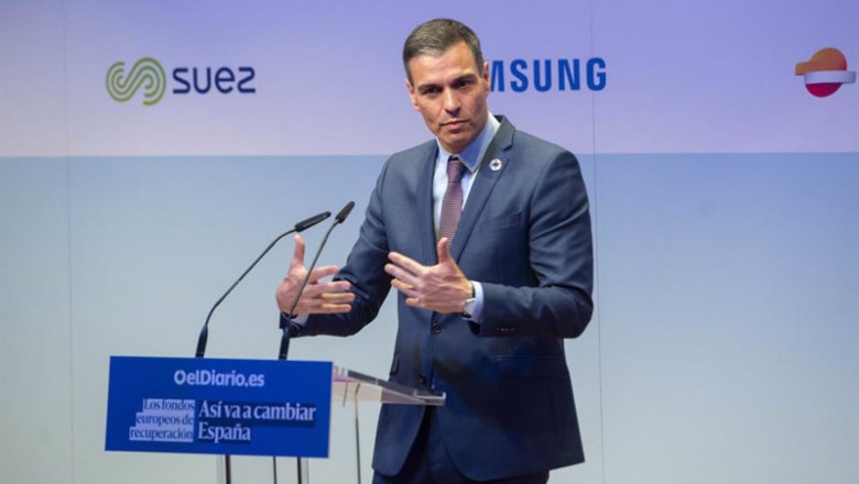 Archivo - El presidente del Gobierno, Pedro Sánchez interviene en la clausura de la Jornada sobre 'Los fondos europeos de recuperación: así va a cambiar España'. | EUROPA PRESS/A.Ortega.POOL - Europa Press ep archivo el presidente del gobierno pedro sanchez interviene en la clausura de la jornada sobre