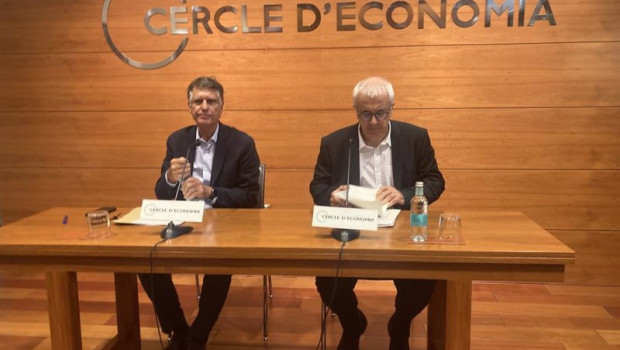 ep el presidente del cercle deconomia jaume guardiola y el director general miquel nadal