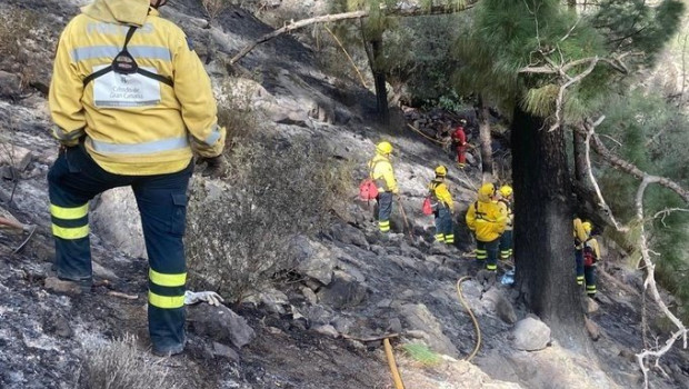 ep operarios en las labores de extincion del incendio de tasarte