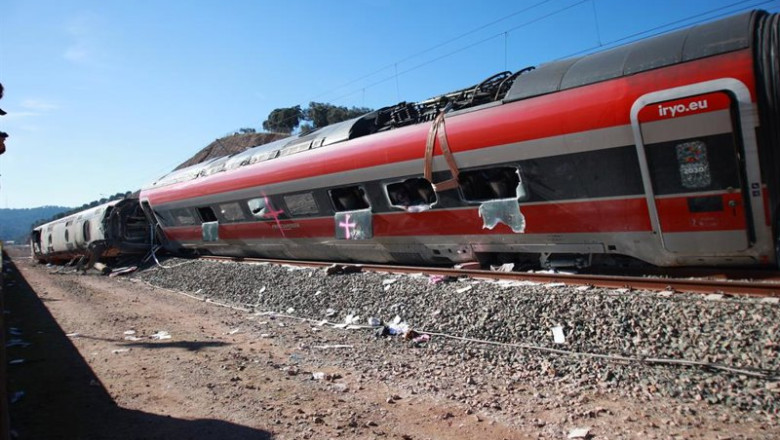 Uno de los vagones del tren Iryo que descarriló, a 20 de enero de 2026, en Adamuz, Córdoba, Andalucía (España). | Rocío Ruz - Europa Press ep uno de los vagones del tren iryo que descarrilo a 20 de enero de 2026 en adamuz cordoba andalucia