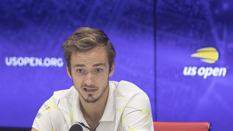 08 September 2019, US, New York: Russian tennis player Daniil Medvedev attends a press conference after being defeated by Spanish Rafael Nadal in their men's singles final match of the 2019 US Open Grand Slam tournament at the Arthur Ashe Stadium. Photo: | Javier Rojas/Prensa Internaciona / DPA ep 08 september 2019 us new york russian tennis player daniil medvedev attends a press conference