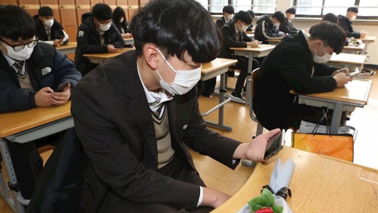 ep 11 february 2020 south korea busan students watch a small-scale graduation ceremony via youtube