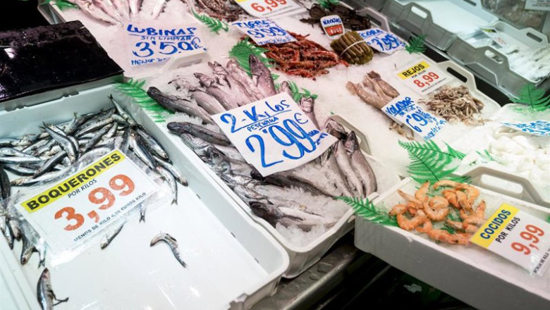 ep archivo   precios en una pescaderia a 11 de agosto de 2023 en mostoles madrid espana