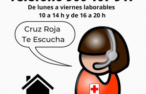 ep cartel de cruz roja sobre su telefono de apoyo psicosocial durante la pandemia por el coronavirus