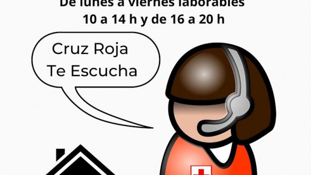 ep cartel de cruz roja sobre su telefono de apoyo psicosocial durante la pandemia por el coronavirus
