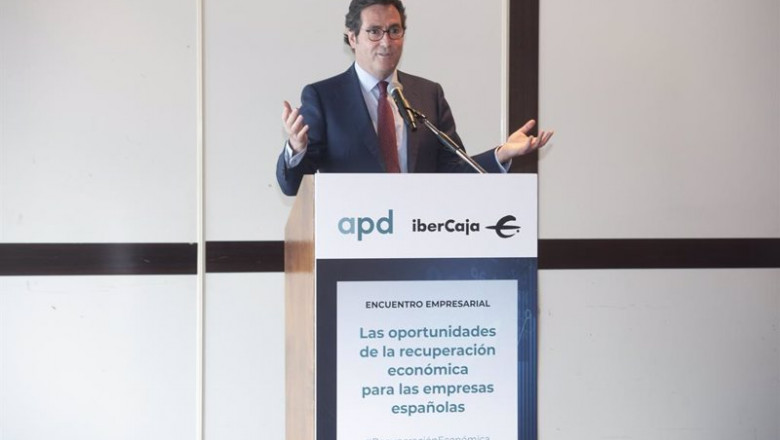 El presidente de la CEOE, Antonio Garamendi, participa en un encuentro organizado por APD e Ibercaja, en el Real Club Marítimo del Abra, a 25 de febrero de 2022, en Getxo. | Fernando Gómez - Europa Press ep el presidente de la ceoe antonio garamendi participa en un encuentro organizado por apd e
