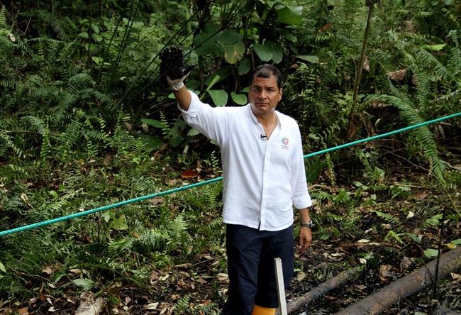 El presidente ecuatoriano, Rafael Correa, en la campaña contra Chevron. | PRESIDENCIA DE ECUADOR/EP ep presidente ecuatoriano rafael correa encampanachevron