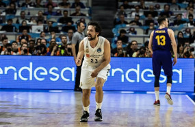 ep sergi llull 23 of real madrid celebratingbasket during the coparey acb final game match between real madrid and fc barcelona lassa at wizink center arena in madrid spain february 17 2019