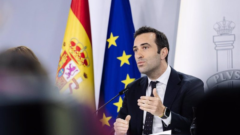El ministro de Economía, Comercio y Empresa, Carlos Cuerpo, durante la rueda de prensa posterior a la reunión del Consejo de Ministros este martes, 14 de mayo | Carlos Luján - Europa Press ep el ministro de economia comercio y empresa carlos cuerpo durante la rueda de prensa posterior a
