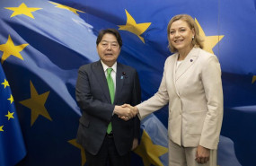 ep el ministro japones de asuntos internos y comunicaciones yoshimasa hayashi y la vicepresidenta