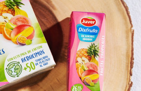 ep el nuevo packaging de juver sustituye el retractil de plastico por carton de todos los envases de