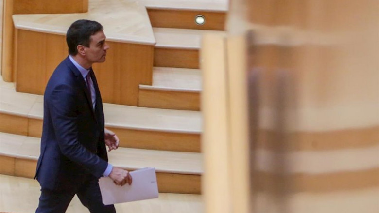 ep el presidente del gobierno pedro sanchez a su salida de la sesion de control al gobierno en el