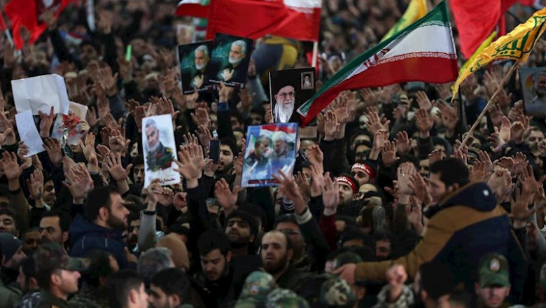 ep participantes en el funeral en teheran del general qasem soleimani jefe de la fuerza quds de la