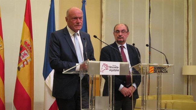 El presidente de Nueva Aquitania, Alain Rousset, y el de Aragón, Javier Lambán | EUROPA PRESS ep presidentenueva aquitania alain rousset yde aragon javier lamban
