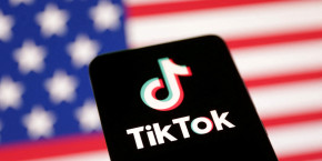 l illustration montre le drapeau americain et le logo de tiktok 