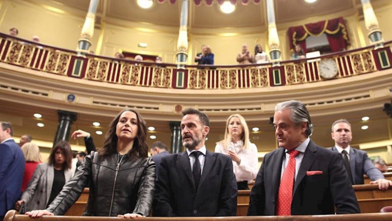La presidenta de Ciudadanos, Inés Arrimadas, junto a los diputados Edmundo Bal y Marcos de Quinto en el Congreso. | Eduardo Parra - Europa Press - Archivo ep la presidenta de ciudadanos ines arrimadas junto a los diputados edmundo bal y marcos de quinto