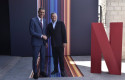 ep pedro sanchez y ted sarandos en el centro de produccion de netflix en tres cantos madrid