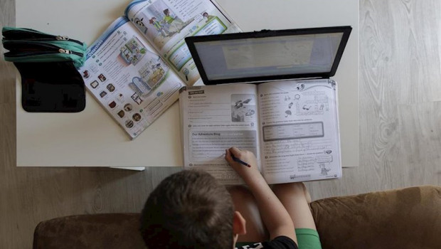 ep un alumno de primaria hace los deberes de la asignatura de ingles con varios libros y un 20200528142916