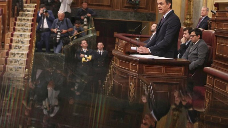 ep el presidente de gobierno en funciones pedro sanchez pronuncia su discurso en la tribuna del
