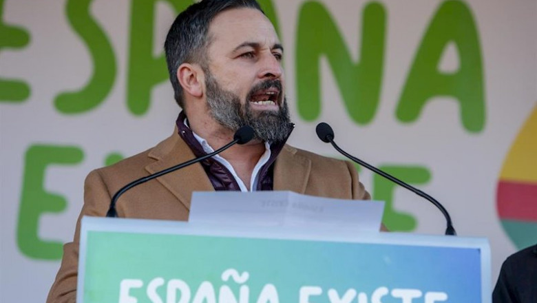 ep el presidente de vox santiago abascal durante su intervencion en la concentracion convocada por