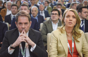 ep los dos candidatos a presidente de cepyme gerardo cuerva y angela de miguel durante la asamblea