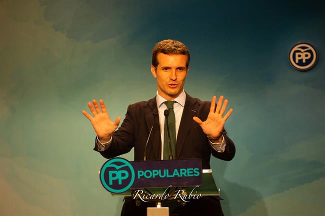 El presidente del Partido Popular, Pablo Casado, en una rueda de prensa | EUROPA PRESS/RICARDO RUBIO ep presidentepartido popular pablo casado enruedaprensa