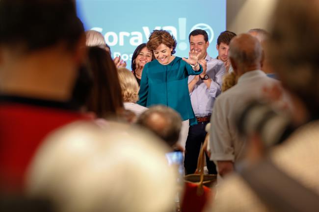 Soraya Saénz de Santamaría, en un acto en Sevilla con afiliados al PP. | EUROPA PRESS ep soraya saenzsantamaria enactosevillaafiliadospp