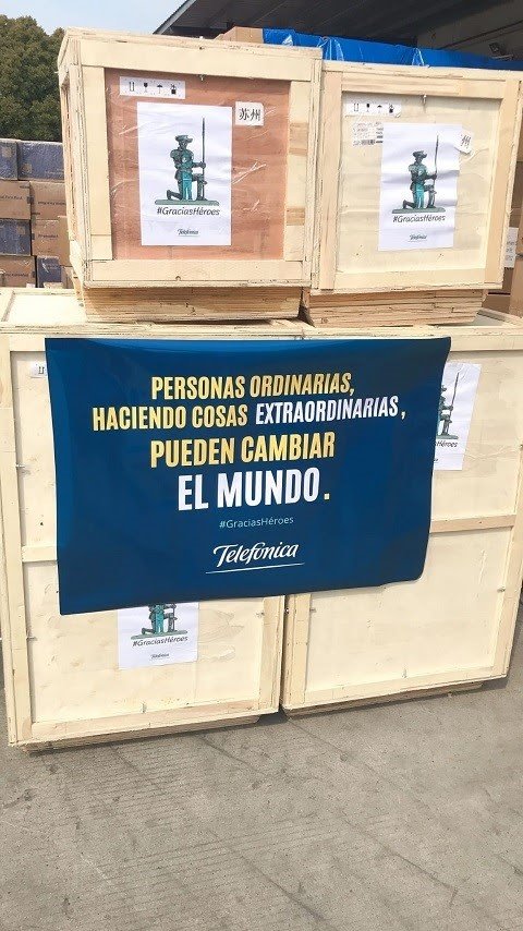 ep telefonica compra 150 toneladas de equipamiento sanitario y desarrolla la logistica para su