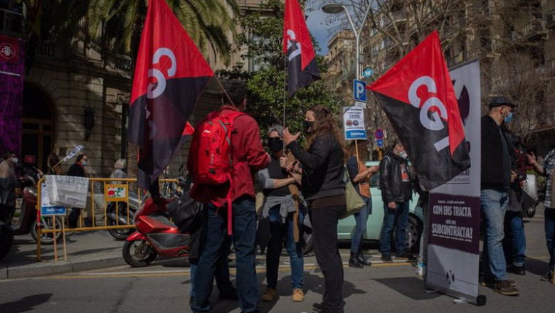 ep archivo   sindicalistas de la cgt en un acto reciente en cataluna