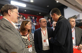 ep el presidente de aragon javier lamban en el comite federal del psoe con pedro sanchez