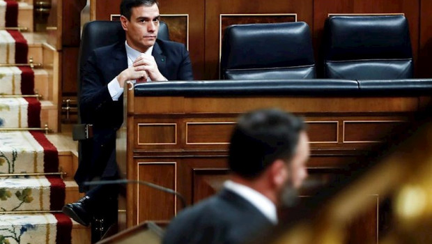 ep el presidente del gobierno pedro sanchez tras la intervencion de santiago abascal en el pleno del