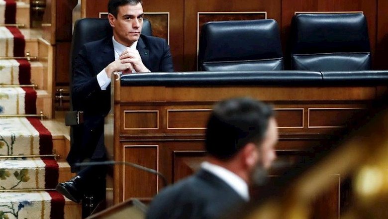 ep el presidente del gobierno pedro sanchez tras la intervencion de santiago abascal en el pleno del