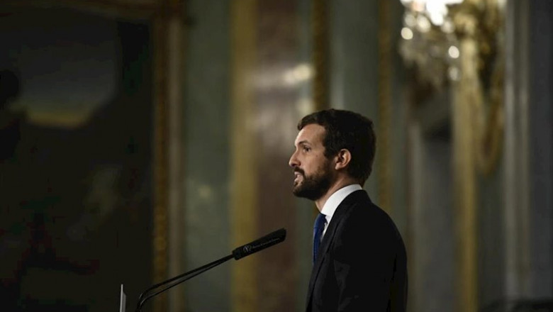 El presidente del Partido Popular, Pablo Casado, durante su intervención en un desayuno de Nueva Economía Fórum, en Madrid (España), a 18 de diciembre de 2019. | Óscar Cañas - Europa Press ep el presidente del partido popular pablo casado durante su intervencion en un desayuno de nueva