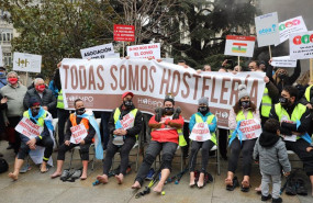 ep hosteleros gallegos en su llegada al congreso en madrid espana para explicar la realidad que vive