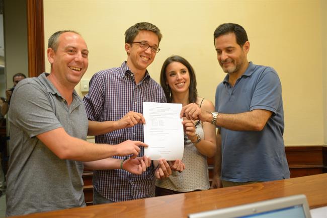 Irene Montero, Iñigo Errejón, Josep Vendrell y Ernesto Alba | DANI GAGO/PODEMOS ep irene montero inigo errejon josep vendrellernesto alba