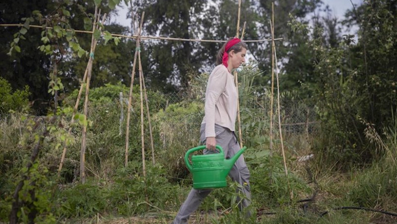ep una mujer riega un huerto urbano en el parque de san jeronimo durante la desecalada en los que se ep una mujer riega un huerto urbano en el parque de san jeronimo durante la desecalada en los que se